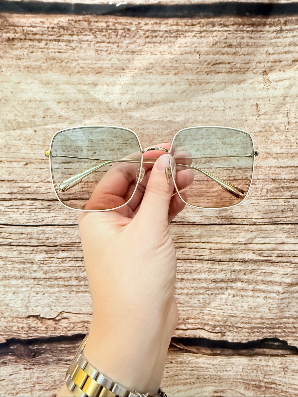 Gold Metal Square Frame Sunglasses